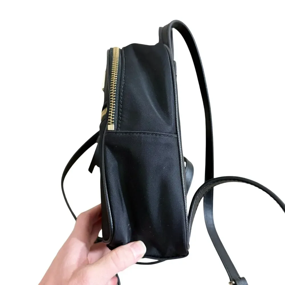 Kate Spade Black Mini Backpack Purse EUC Nylon Zip Top Adjustable Straps